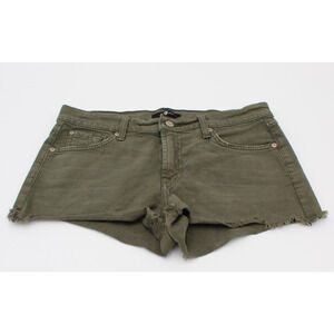 7 for All Mankind Micro Shorts Womens 27 Green Denim Jean Cutoff Y2K Festival